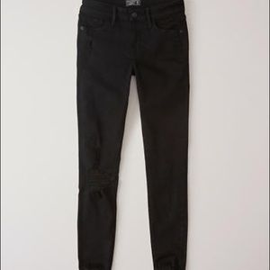 Abercrombie Harper black jeans with raw hem, Size 25/0